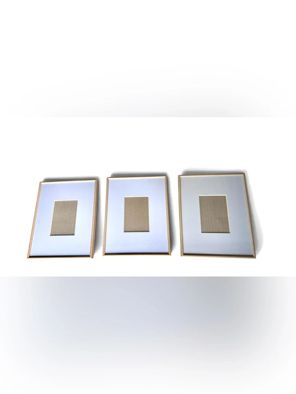 Set of 3 Natural Wood Picture Frames White Mats 5x7 Gallery Wall
